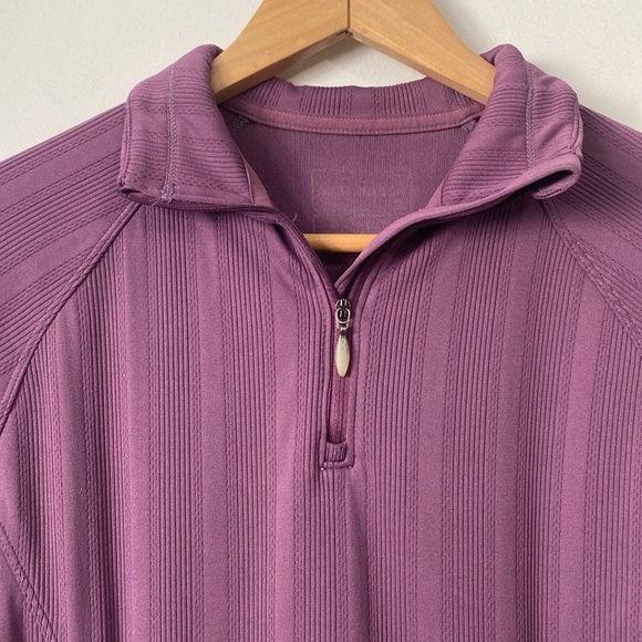 Merrell opti wick 1/4 zip Purple Ribbed Fitted long sleeve shirt size medium - Picture 2 of 10